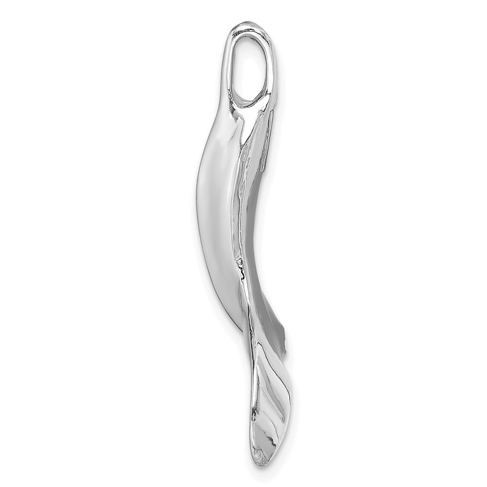 14k White Gold 25.9 mm  3-D Polished Whale Tail Chain Slide (4.04 grams)
