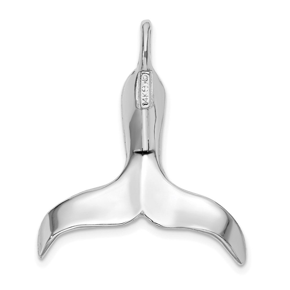 14k White Gold 25.9 mm  3-D Polished Whale Tail Chain Slide (4.04 grams)