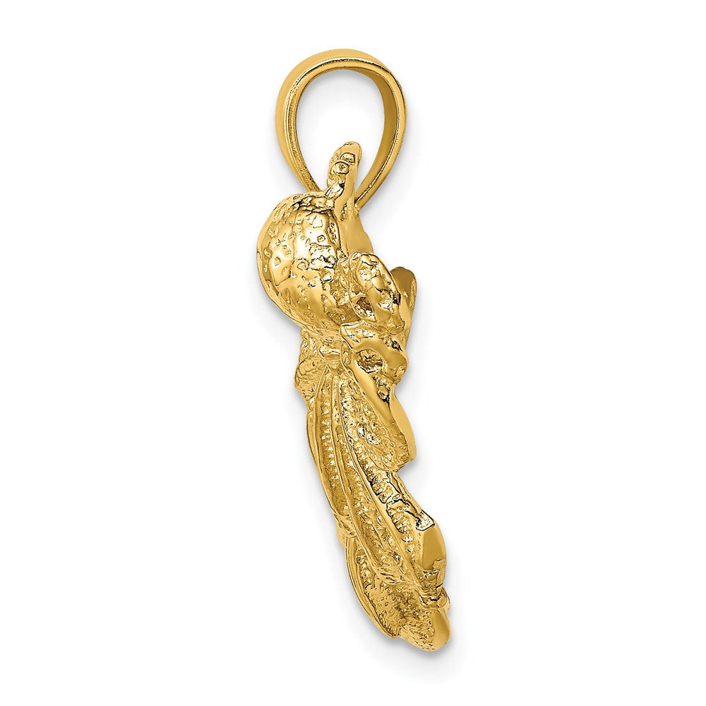 14k Yellow Gold 44.8 mm Polished and Textured Dolphin and Octopus Pendant (6.29 grams)