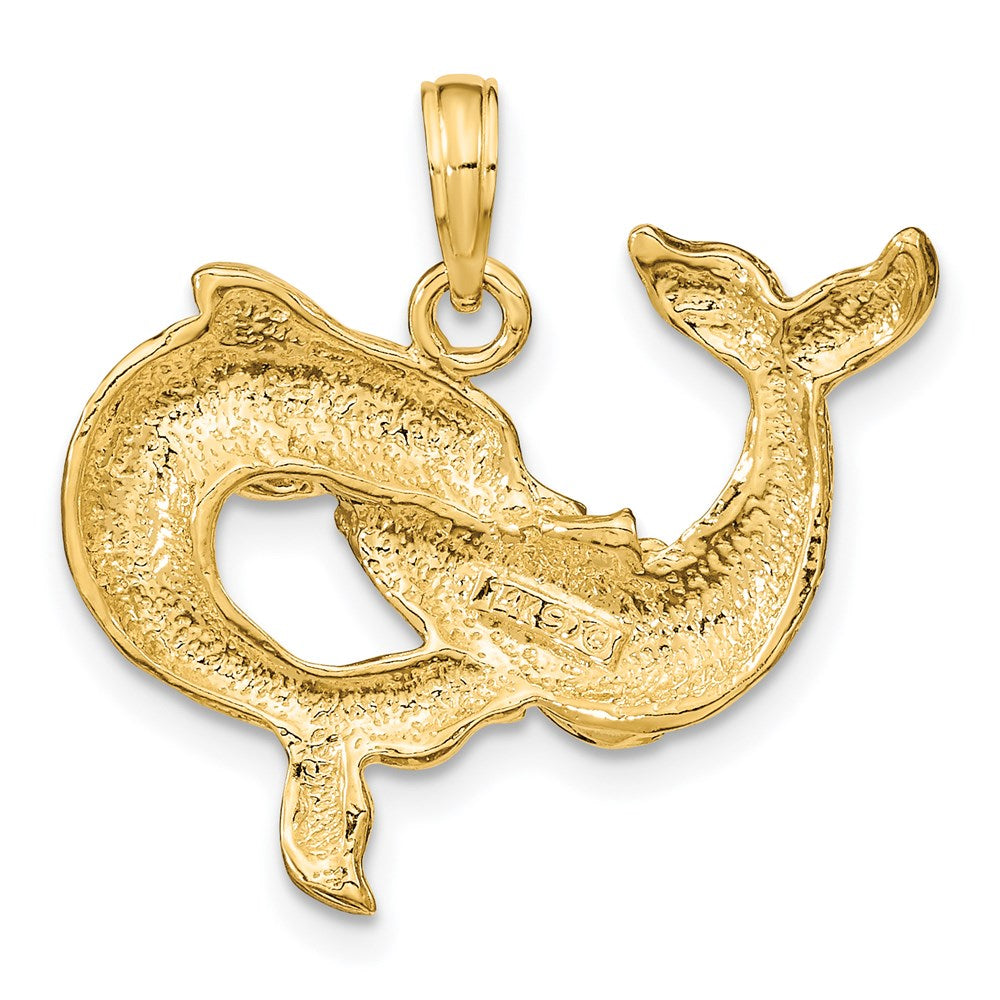 14k Yellow Gold 24 mm Dolphins Pendant (3.55 grams)