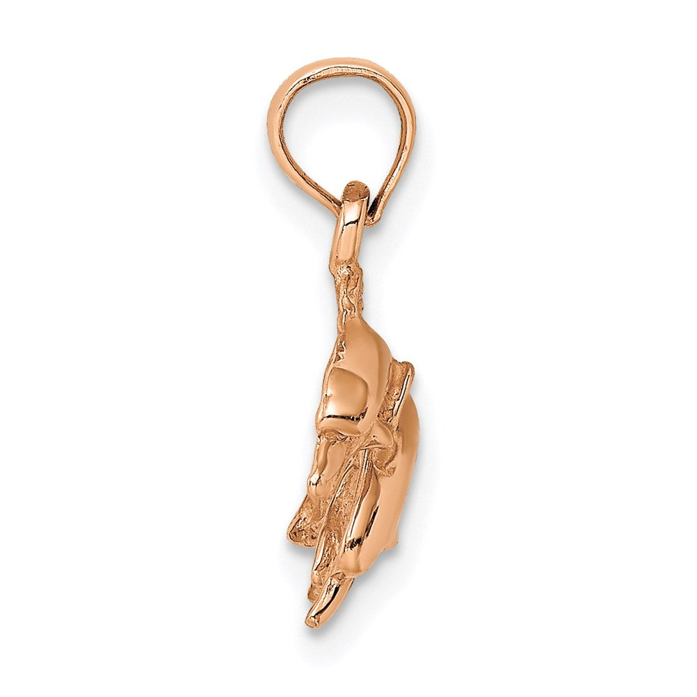 14k Rose Gold 19.5 mm Rose Gold Polished Double Dolphins Jumping Left Charm (1.28 grams)