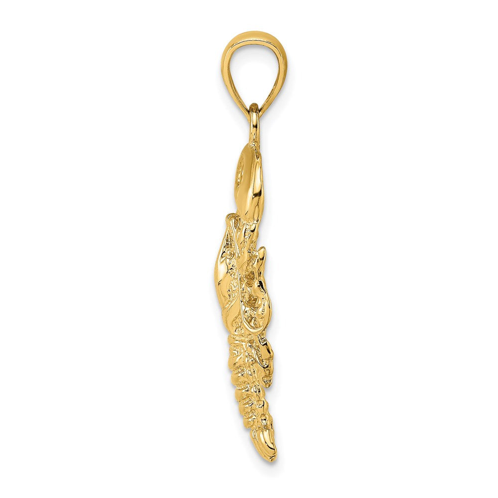 14k Yellow Gold 15.3 mm Textured Maine Lobster Charm (3.19 grams)