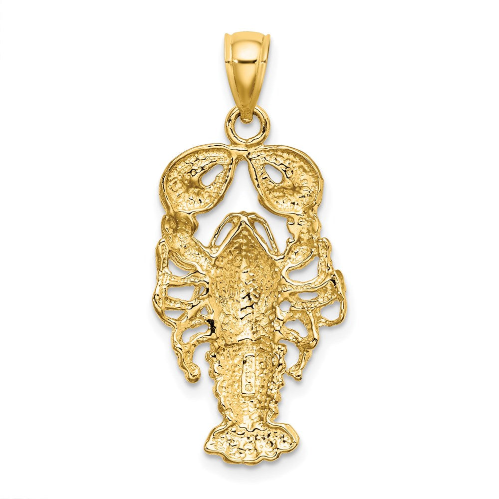 14k Yellow Gold 15.3 mm Textured Maine Lobster Charm (3.19 grams)