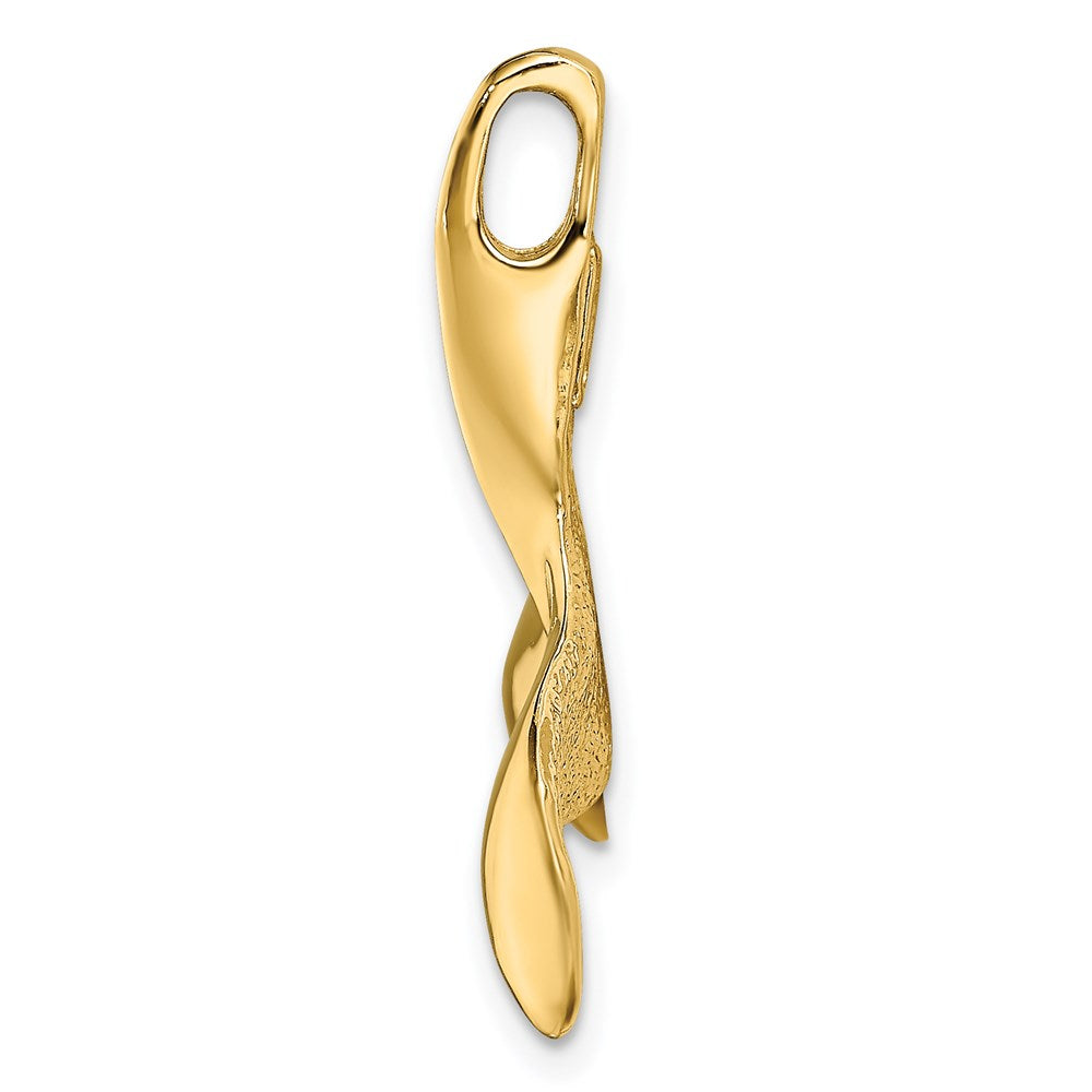 14k Yellow Gold 25.5 mm 3-D Polished/Textured Whale Tail Charm (3.13 grams)