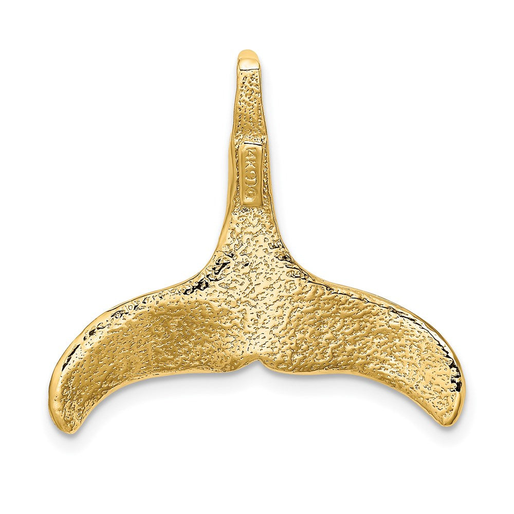 14k Yellow Gold 25.5 mm 3-D Polished/Textured Whale Tail Charm (3.13 grams)