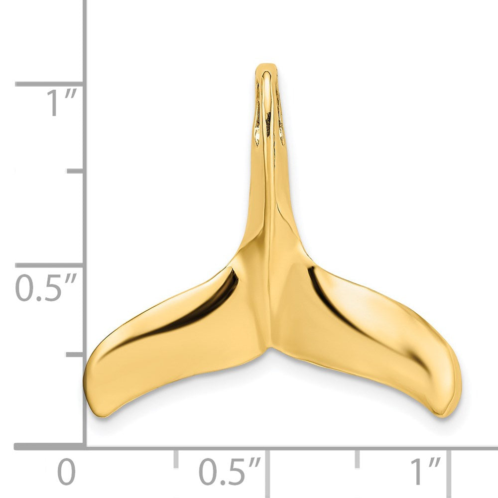 14k Yellow Gold 25.5 mm 3-D Polished/Textured Whale Tail Charm (3.13 grams)