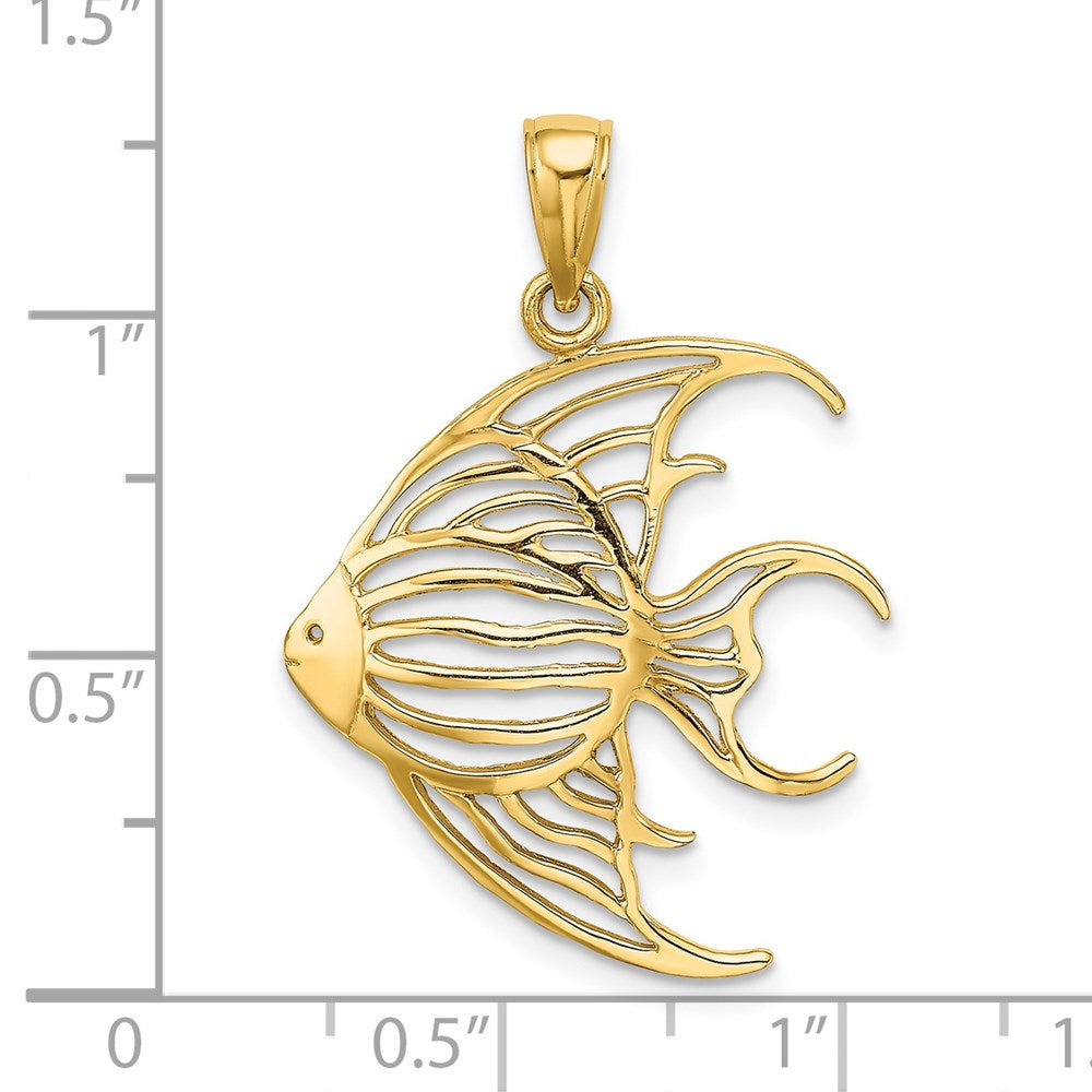 14k Yellow Gold 22.1 mm Cut-Out Angelfish Charm (1.5 grams)