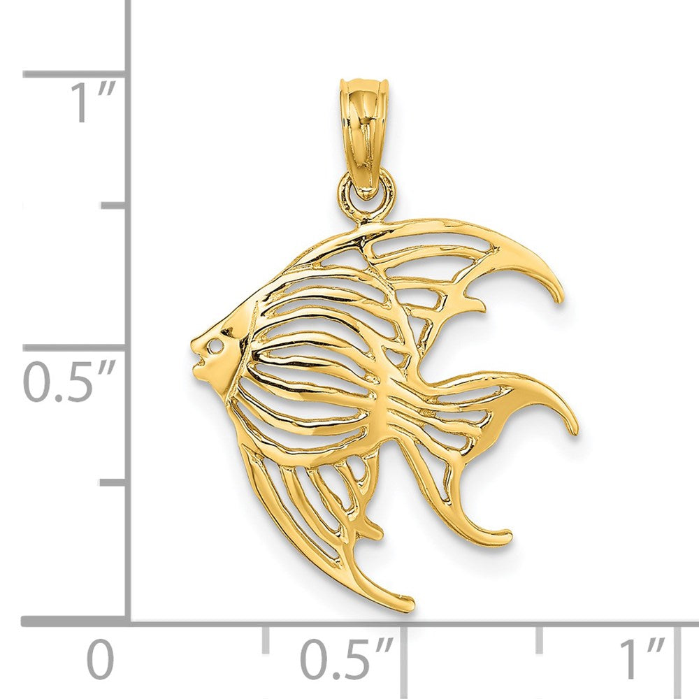 14k Yellow Gold 17.95 mm Cut-Out Angelfish Charm (1.06 grams)