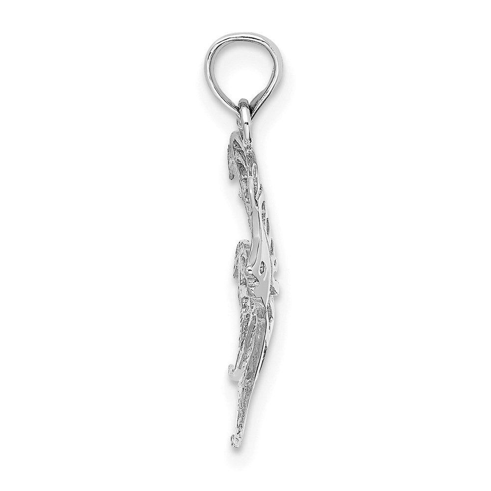 14k White Gold 17.95 mm  Cut-Out Angelfish Charm (0.85 grams)