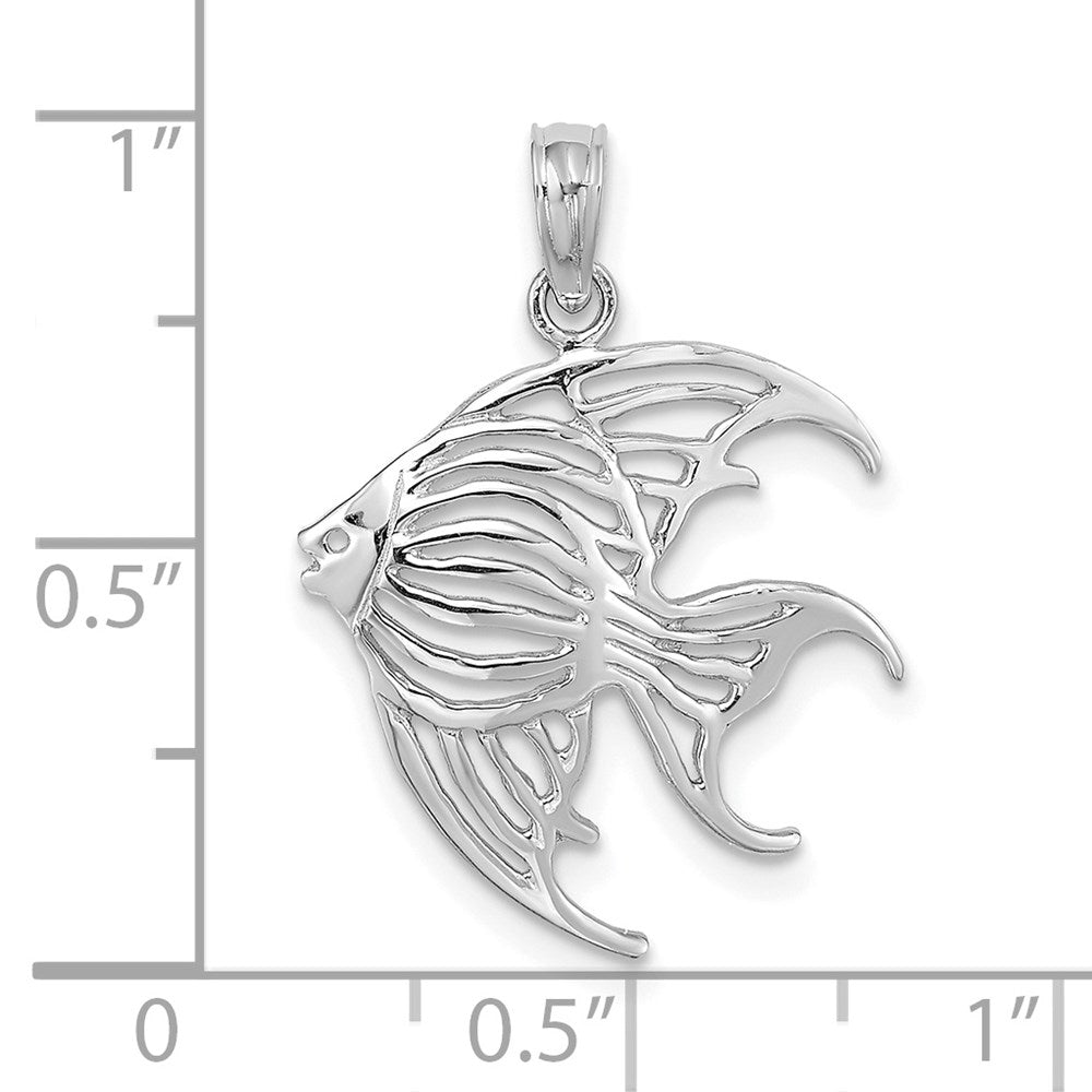 14k White Gold 17.95 mm  Cut-Out Angelfish Charm (0.85 grams)