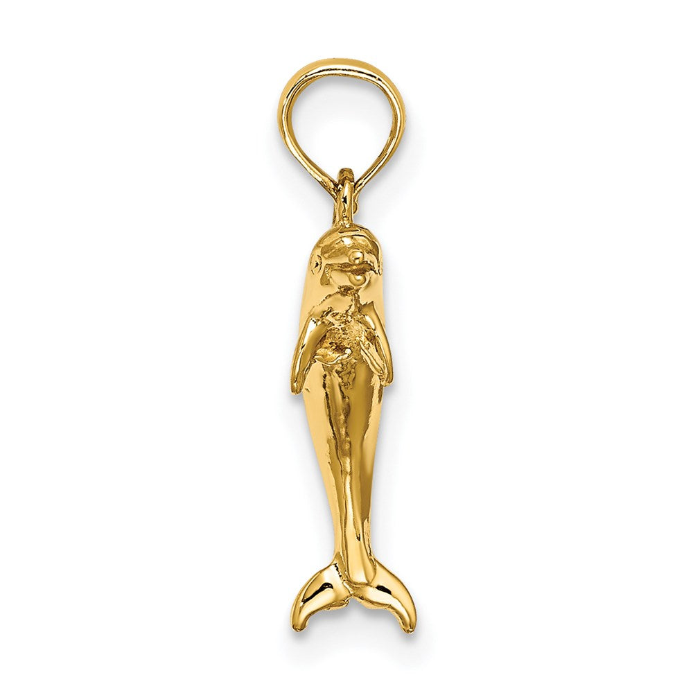 14k Yellow Gold 15.9 mm 3-D Polished Mini Dolphin Jumping Charm (1.29 grams)