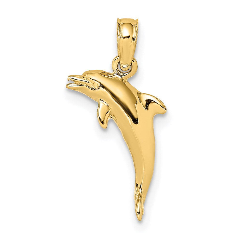 14k Yellow Gold 15.9 mm 3-D Polished Mini Dolphin Jumping Charm (1.29 grams)