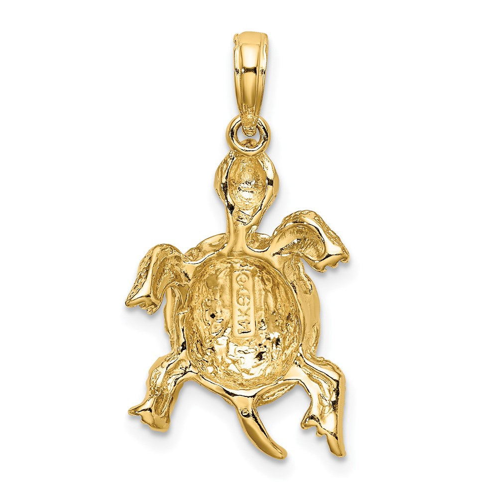 14k Yellow Gold 14 mm Polished and Textured Turtle Charm (2.81 grams)