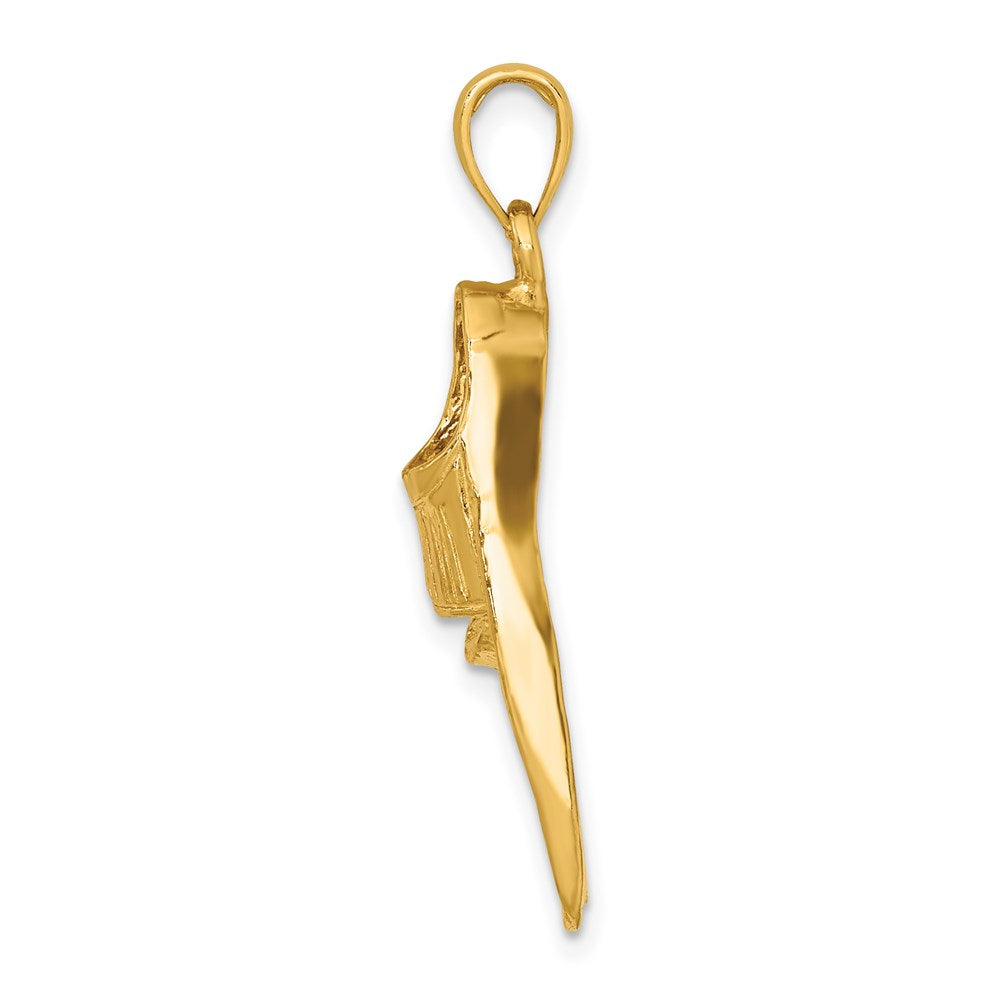 14k Yellow Gold 10.8 mm 3-D Scuba Flipper Charm (3.13 grams)