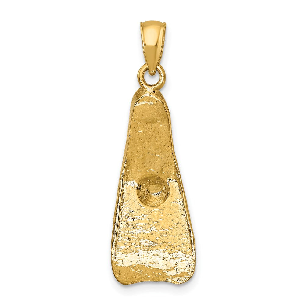 14k Yellow Gold 10.8 mm 3-D Scuba Flipper Charm (3.13 grams)