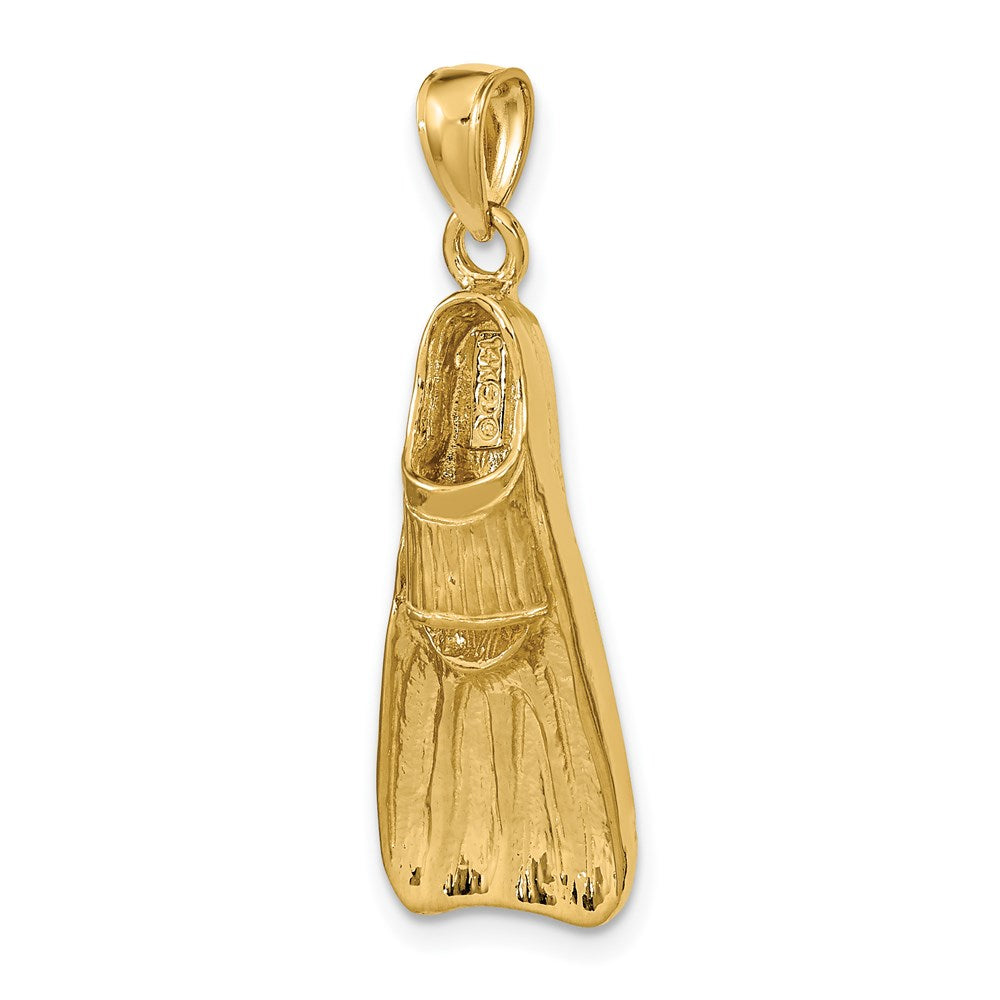 14k Yellow Gold 10.8 mm 3-D Scuba Flipper Charm (3.13 grams)
