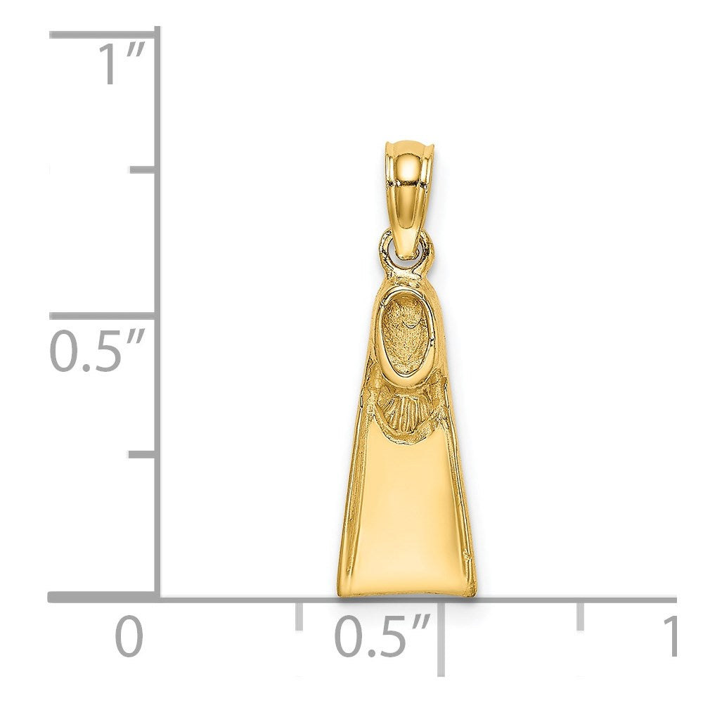 14k Yellow Gold 6.7 mm Scuba Flipper Charm (0.91 grams)