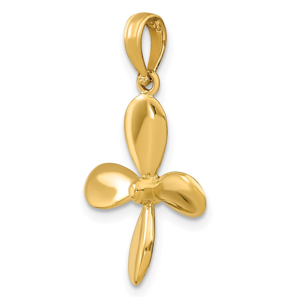 14k Yellow Gold 18.5 mm 3-D w/ 4 Blades Propeller Charm (1.8 grams)