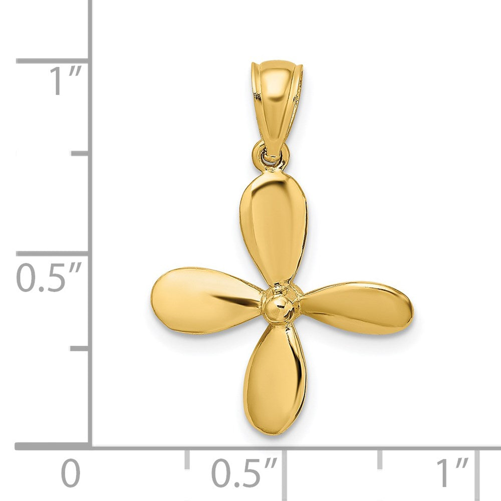 14k Yellow Gold 18.5 mm 3-D w/ 4 Blades Propeller Charm (1.8 grams)