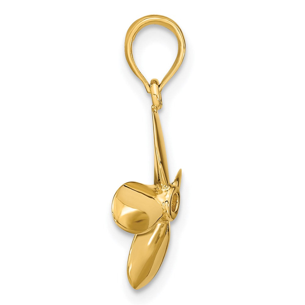 14k Yellow Gold 15 mm 3-D w/ 4 Blades Propeller Charm (1.3 grams)