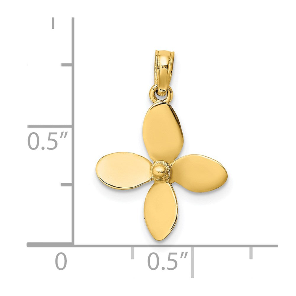 14k Yellow Gold 15 mm 3-D w/ 4 Blades Propeller Charm (1.3 grams)
