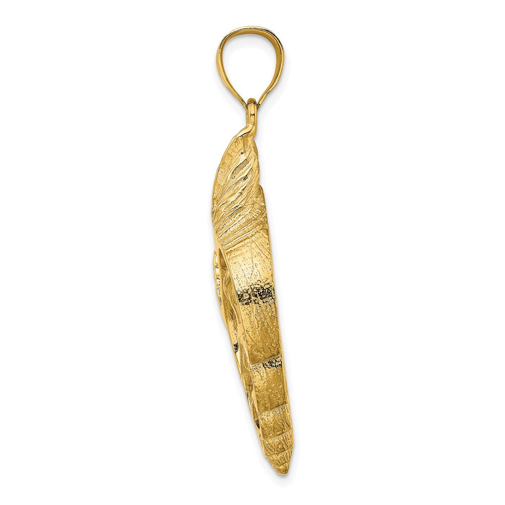 14k Yellow Gold 17.85 mm Cut-Out Conch Shell Skeleton Charm (8.73 grams)