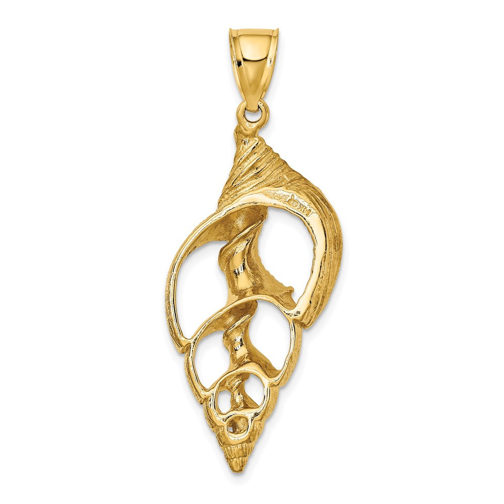 14k Yellow Gold 17.85 mm Cut-Out Conch Shell Skeleton Charm (8.73 grams)