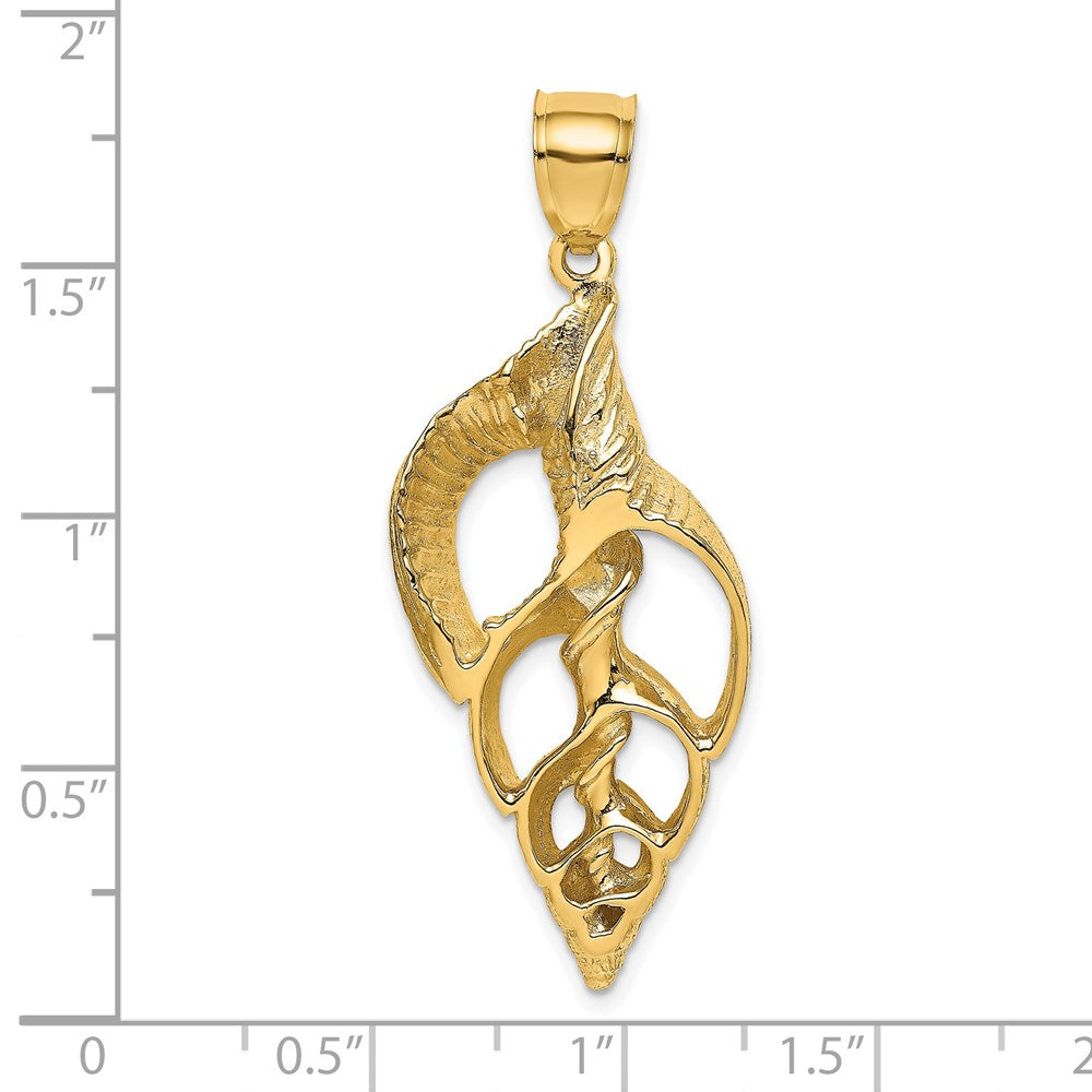 14k Yellow Gold 17.85 mm Cut-Out Conch Shell Skeleton Charm (8.73 grams)