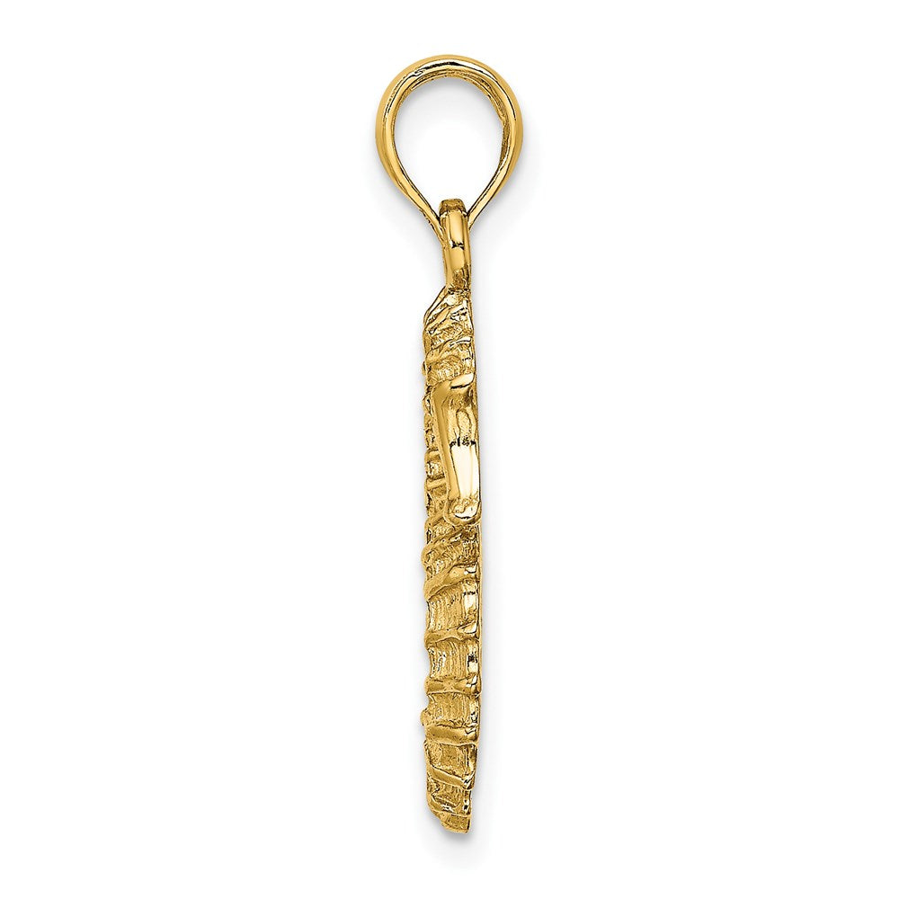 14k Yellow Gold 12.2 mm Textured Seahorse Charm (1.86 grams)