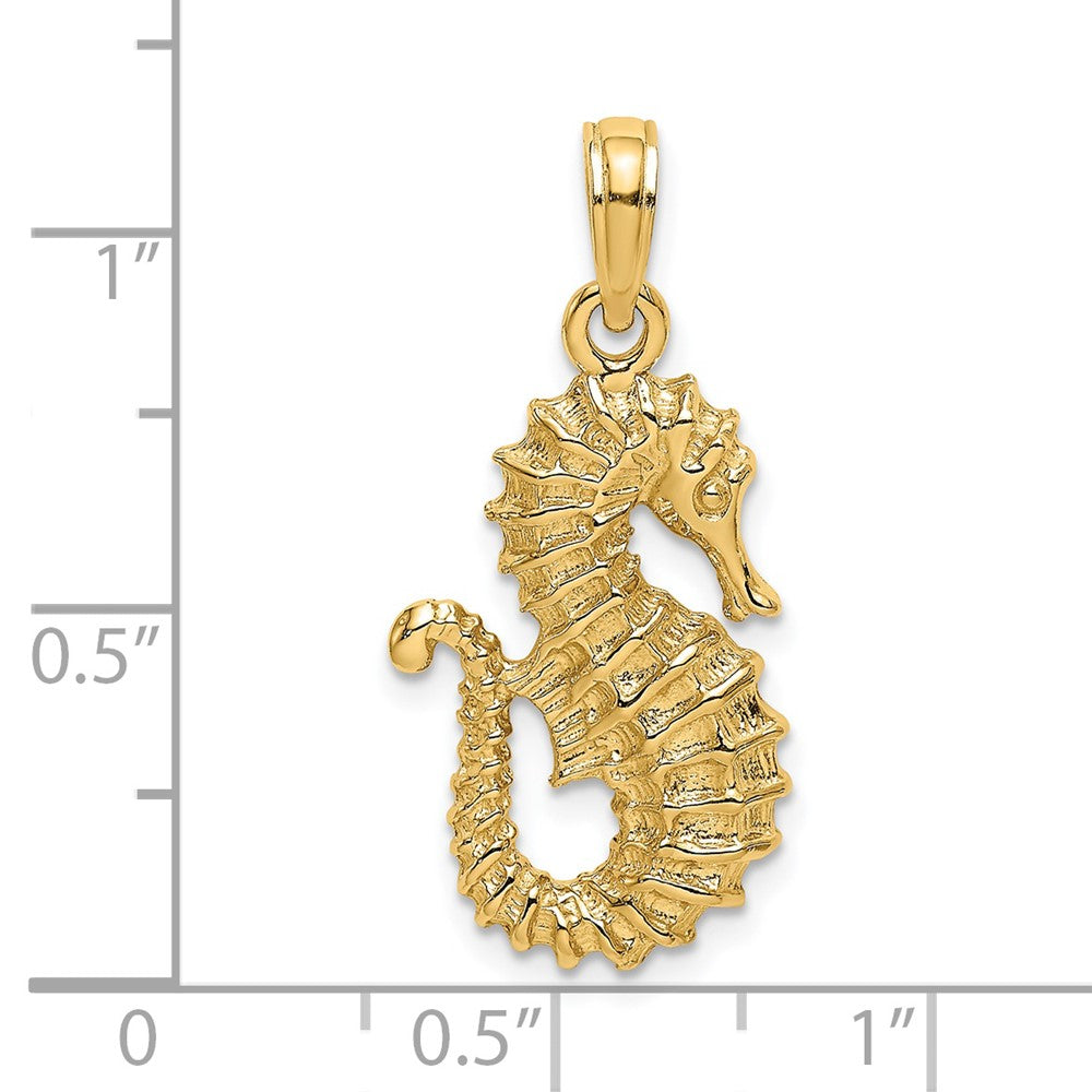 14k Yellow Gold 12.2 mm Textured Seahorse Charm (1.86 grams)