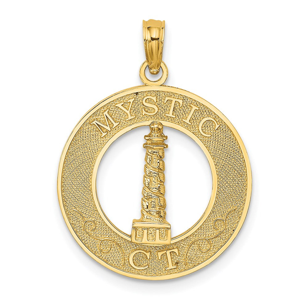 14k Yellow Gold 18.8 mm MYSTIC CT Lighthouse Charm (1.63 grams)