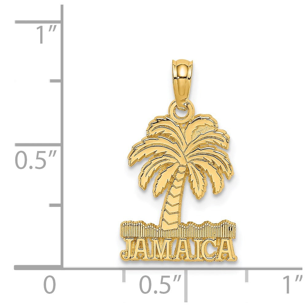 14k Yellow Gold 12.8 mm JAMAICA Under Palm Tree Charm (1.18 grams)