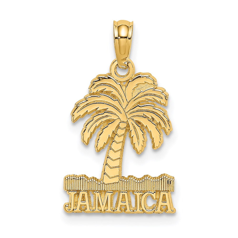 14k Yellow Gold 12.8 mm JAMAICA Under Palm Tree Charm (1.18 grams)