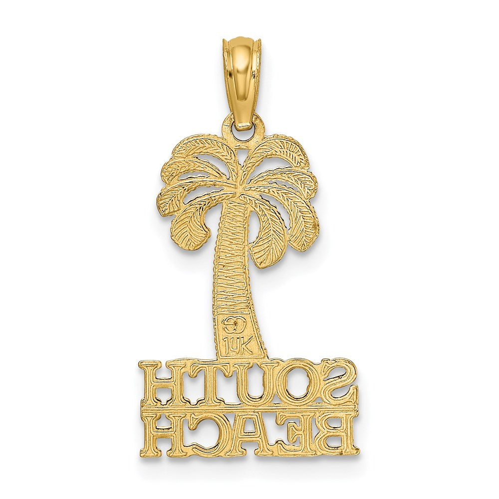 14k Yellow Gold 13.08 mm SOUTH BEACH Under Palm Tree Charm (0.9 grams)