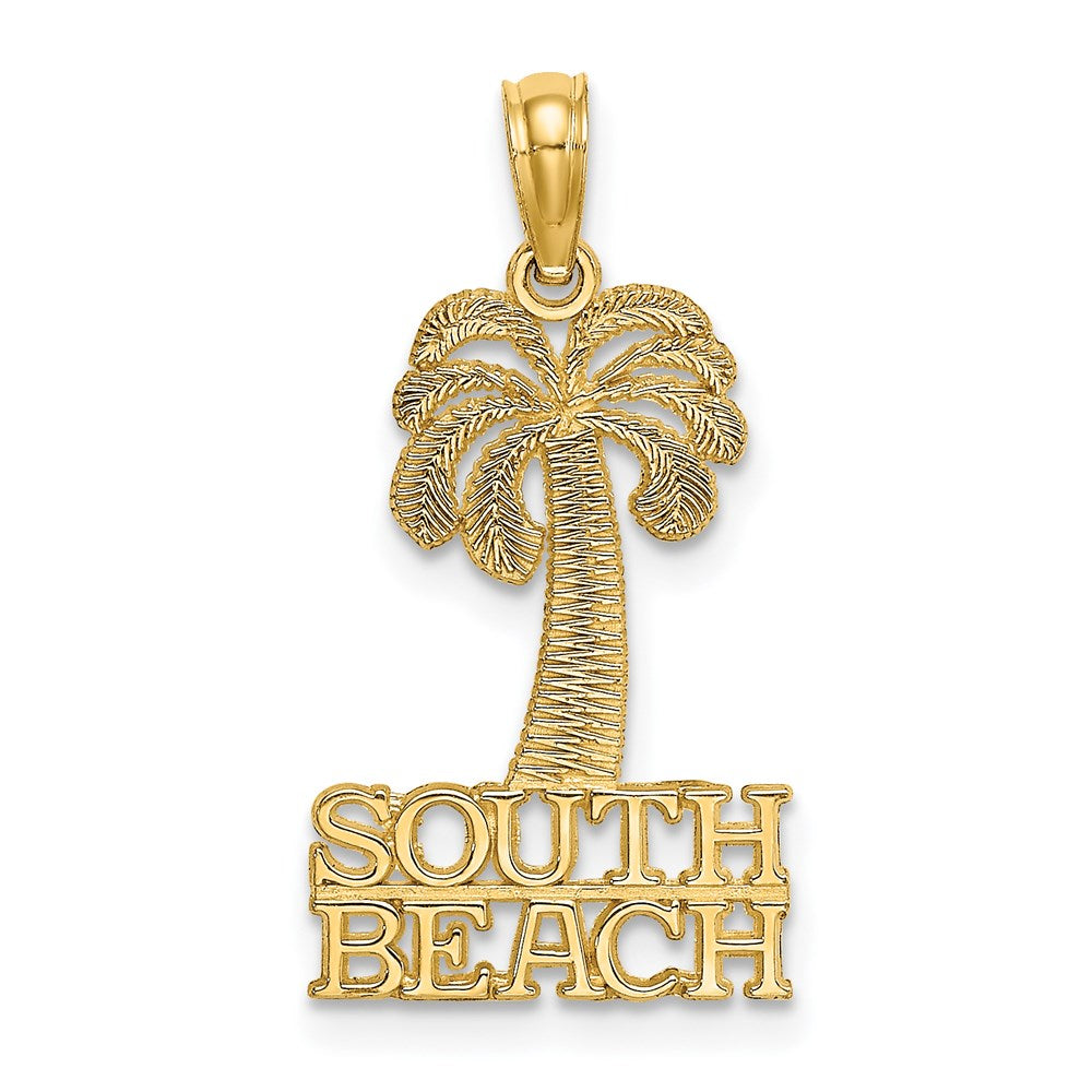 14k Yellow Gold 13.08 mm SOUTH BEACH Under Palm Tree Charm (0.9 grams)
