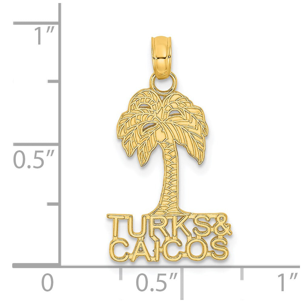 14k Yellow Gold 13.5 mm TURKS AND CAICOS Palm Tree Charm (0.91 grams)