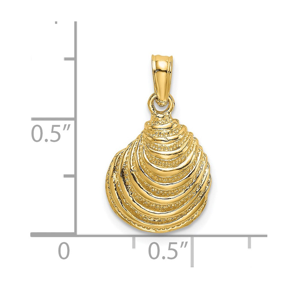 14k Yellow Gold 10.8 mm Clam Shell Charm (1.24 grams)