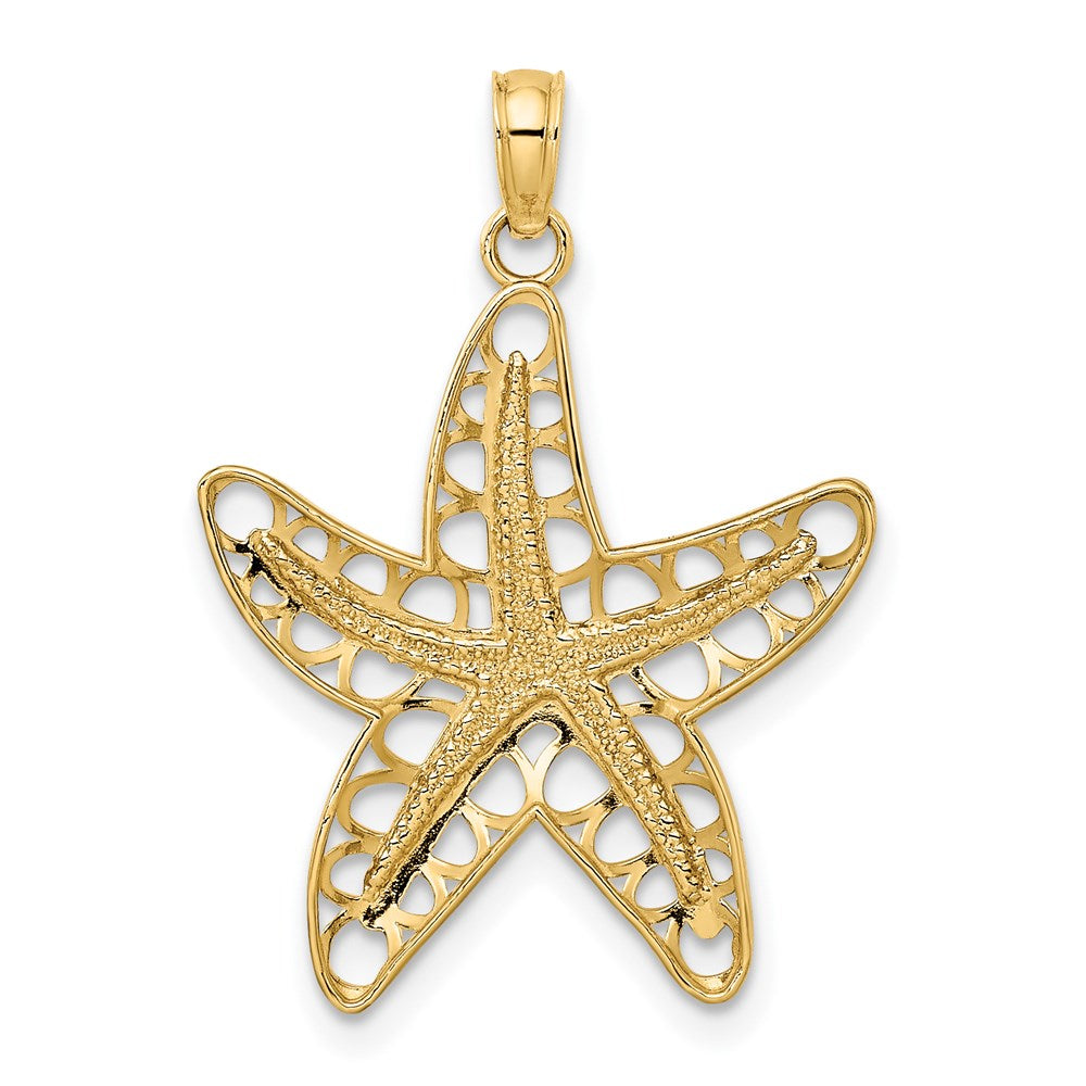 14k Yellow Gold 19.45 mm Cut-Out Starfish Charm (1.44 grams)