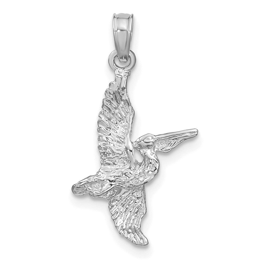 14k White Gold 15.4 mm  3-D Pelican Flying Charm (1.19 grams)