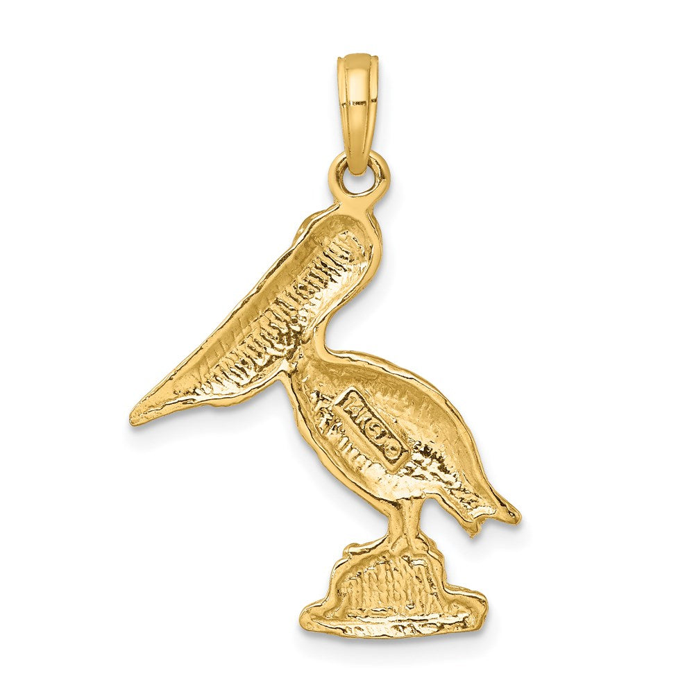 14k Yellow Gold 20.3 mm Standing Pelican Charm (2.11 grams)