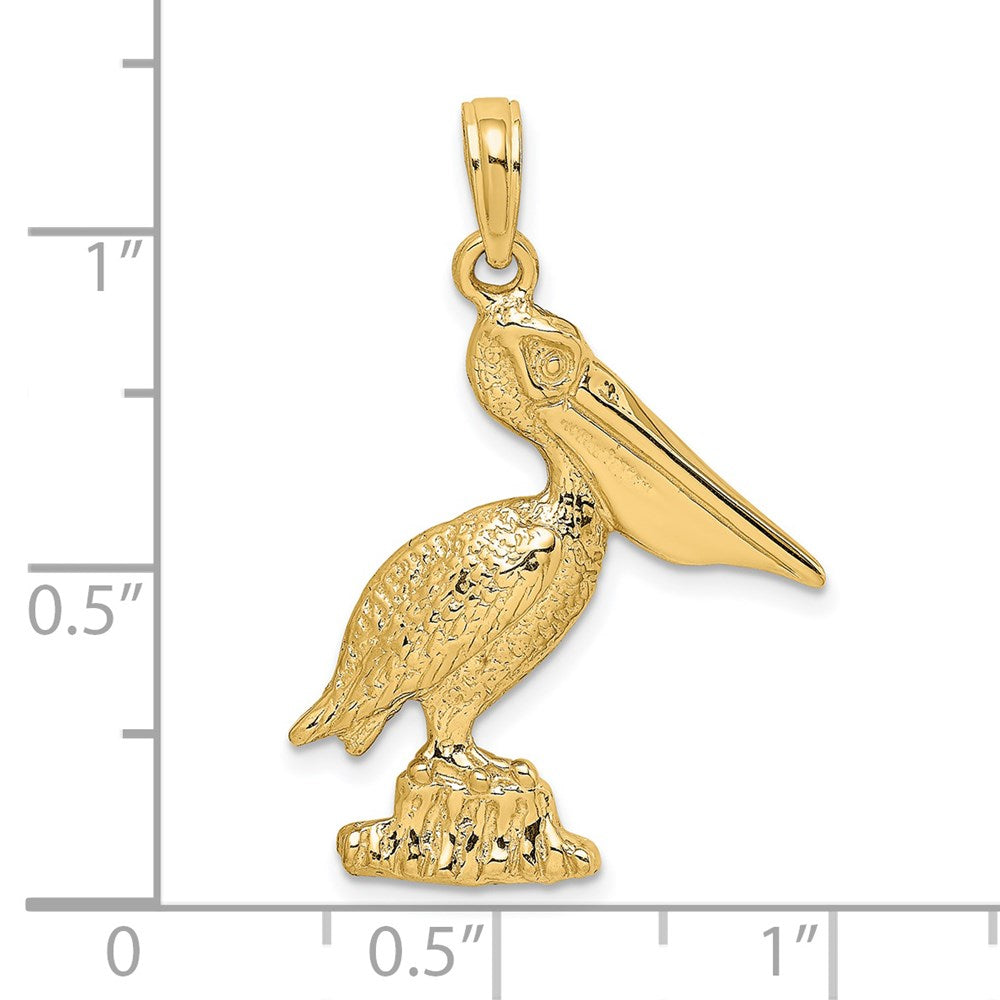 14k Yellow Gold 20.3 mm Standing Pelican Charm (2.11 grams)