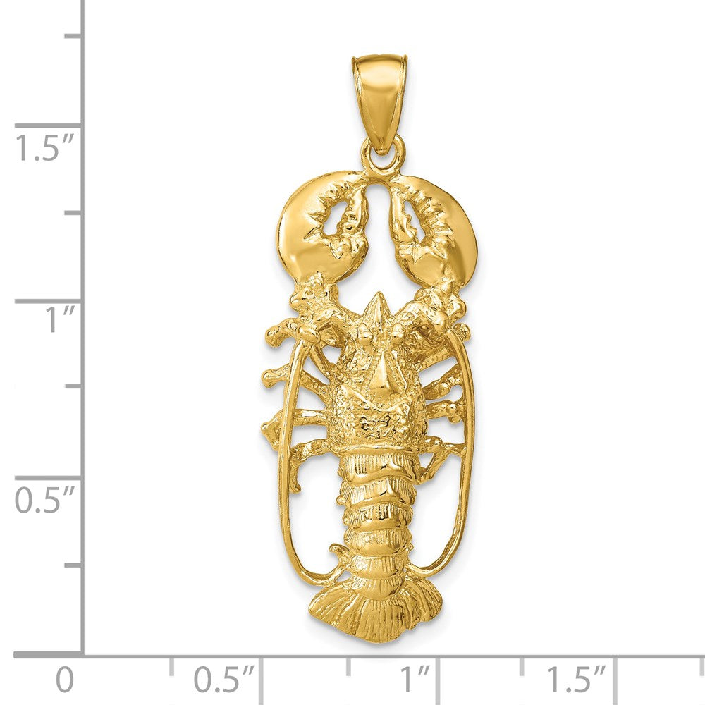 14k Yellow Gold 16 mm 3D Lobster Pendant (6.25 grams)
