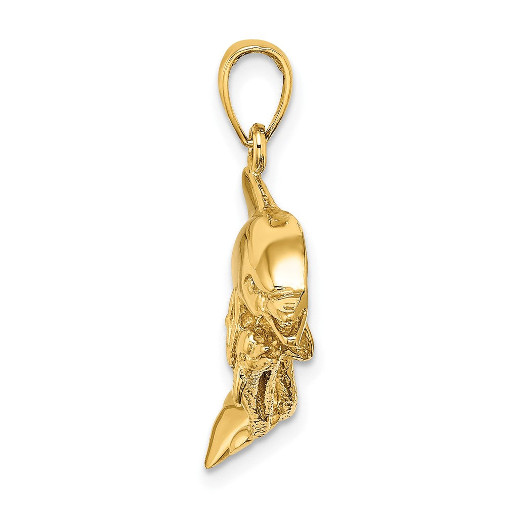14k Yellow Gold 31.6 mm ng Dolphins Charm (4.5 grams)