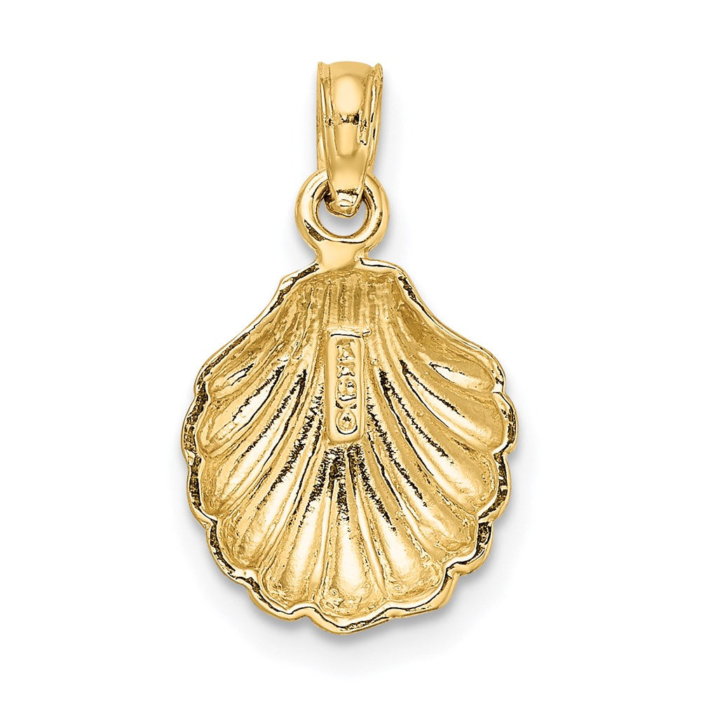 14k Yellow Gold 11.05 mm Polished Scallop Shell Charm (1.06 grams)