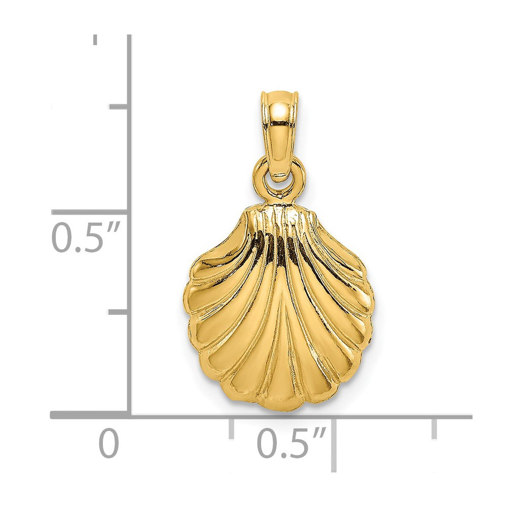 14k Yellow Gold 11.05 mm Polished Scallop Shell Charm (1.06 grams)