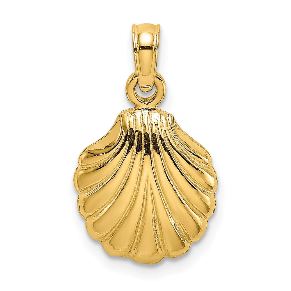 14k Yellow Gold 11.05 mm Polished Scallop Shell Charm (1.06 grams)