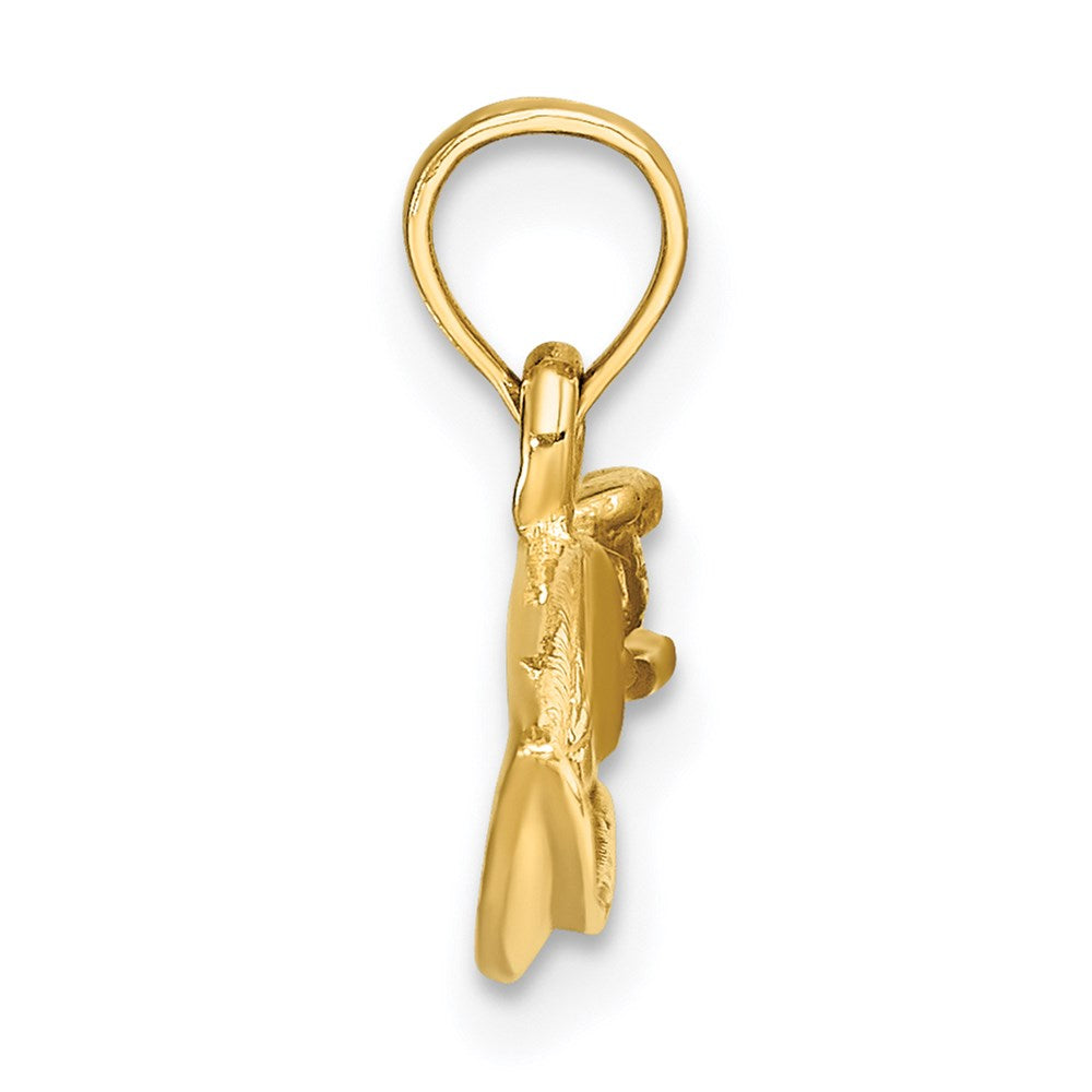 14k Yellow Gold 33.33 mm 2-D Textured SPEED BOAT Charm (2.36 grams)