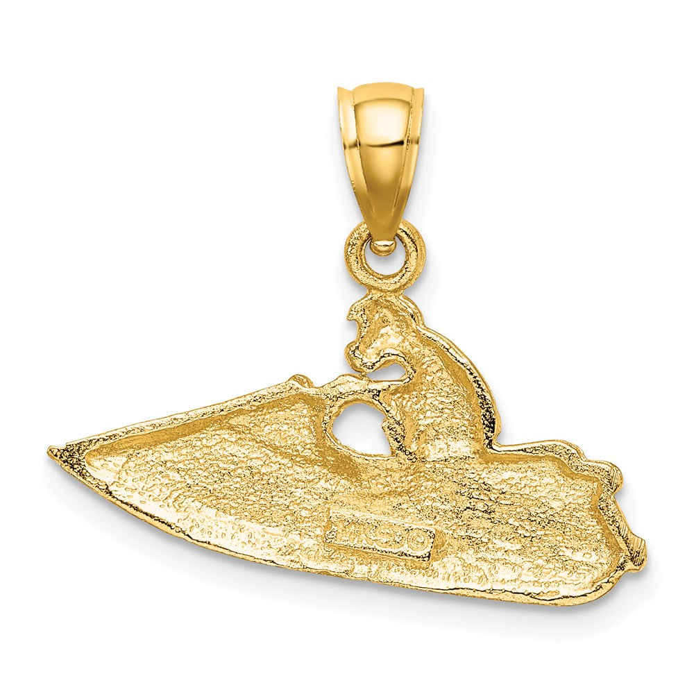 14k Yellow Gold 24.9 mm Textured 2-D Jet Ski Charm (1.79 grams)