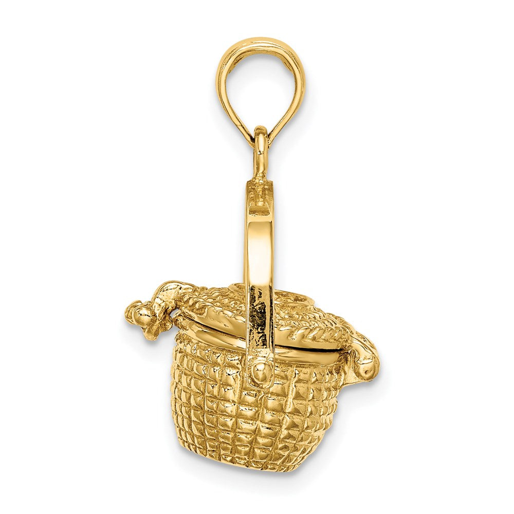 14k Yellow Gold 16.9 mm 3-D Nantucket Basket Moveable Lid Charm (5.37 grams)