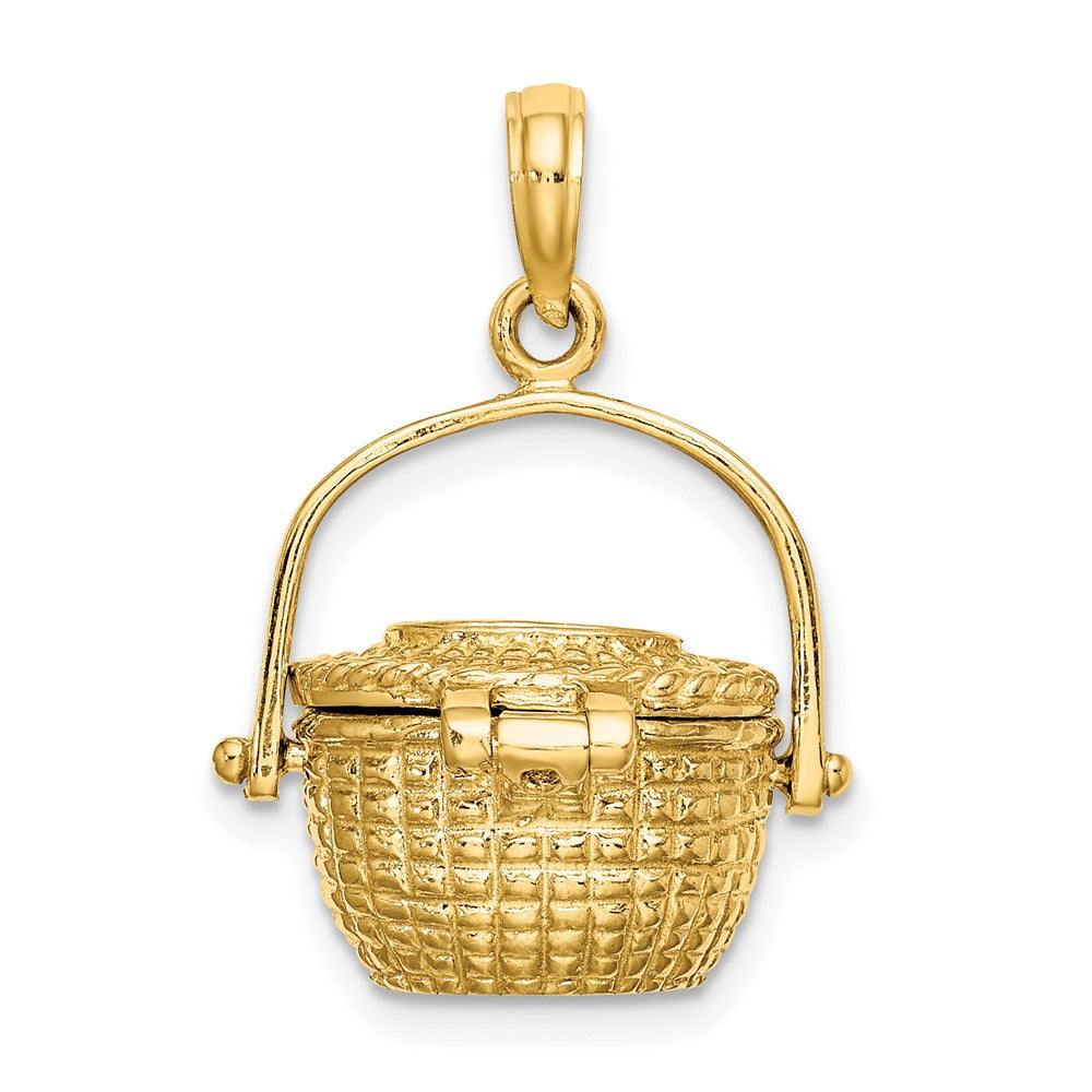 14k Yellow Gold 16.9 mm 3-D Nantucket Basket Moveable Lid Charm (5.37 grams)